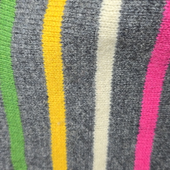 WoolOvers Crewneck Pullover Grey Rainbow Stripes Pure Merino Wool - Picture 5 of 8